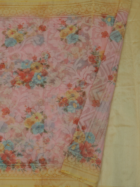 

Pothys Pink Printed Jute Silk Saree