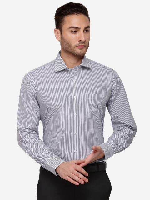 

JADE BLUE Men Grey Regular Fit Striped Formal Shirt