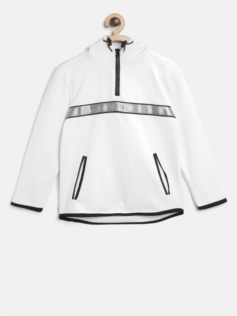 

Cherry Crumble Unisex Kids White Solid Hooded Sweatshirt