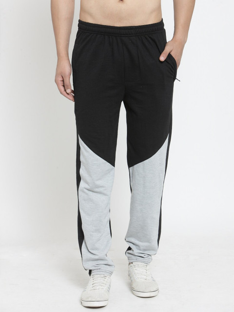 

JAINISH Men Black & Grey Colourblocked Slim Fit Track Pants