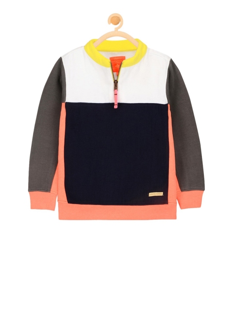 

Cherry Crumble Girls White & Black Colourblocked Sweatshirt