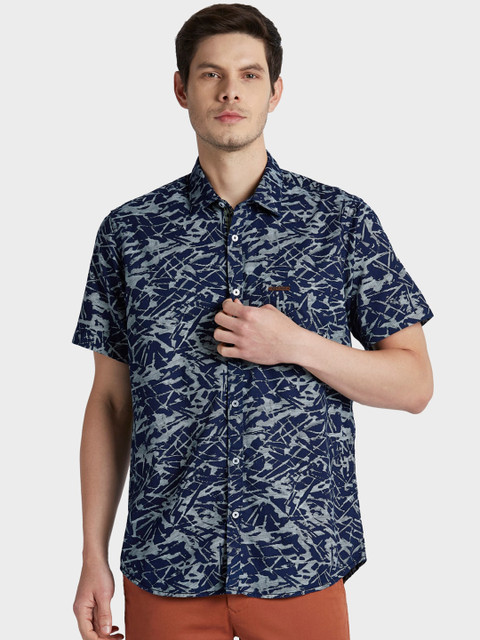 

ColorPlus Men Navy Blue Tailored Fit Printed Casual Shirt