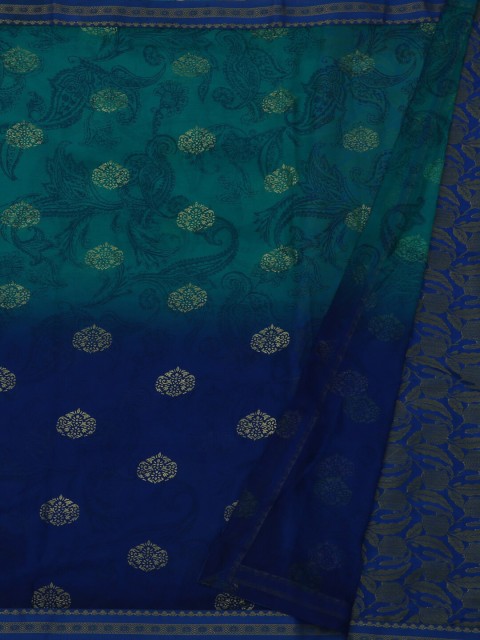 

Pothys Blue & Green Poly Georgette Printed Saree