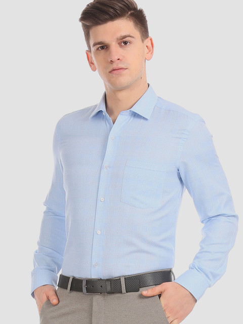 

Arrow Men Blue Slim Fit Checked Formal Shirt