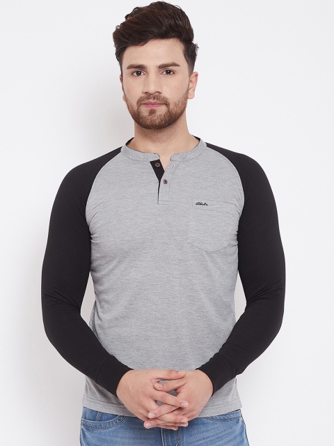 

Adobe Men Grey Colourblocked Henley Neck T-shirt
