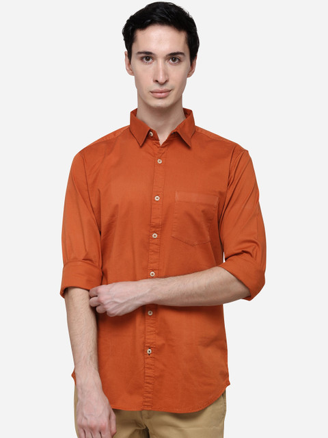 

JADE BLUE Men Orange Slim Fit Solid Casual Shirt