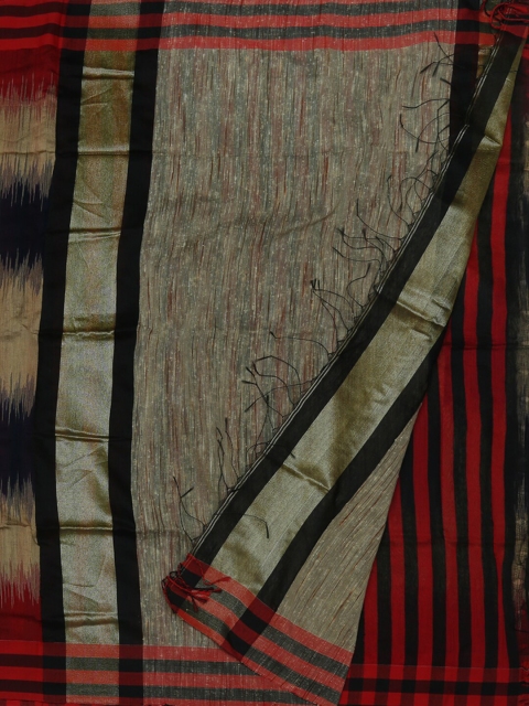 

Pothys Cream-Coloured & Black Pure Cotton Printed Handloom Saree