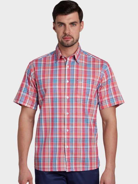 

ColorPlus Men Red & Blue Regular Fit Checked Casual Shirt