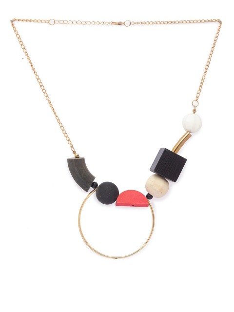 

Globus Gold-Plated Black & Red Fashion Necklace