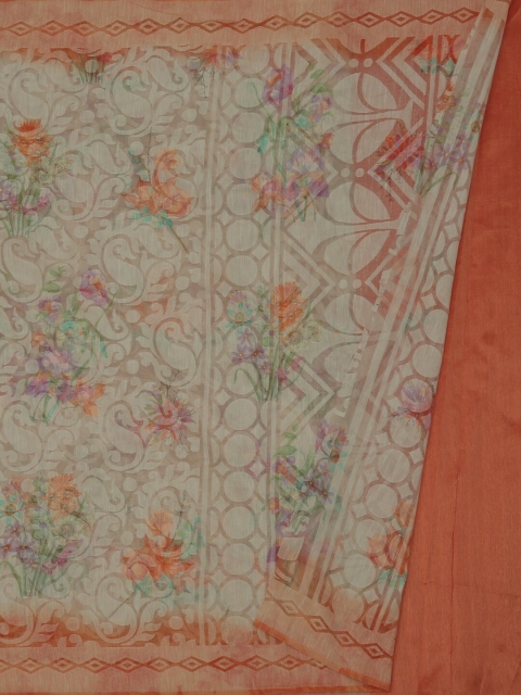 

Pothys Cream-Coloured Printed Jute Silk Saree