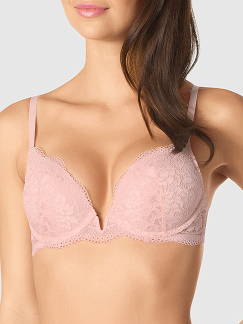 

La Senza Pink Lace Underwired Lightly Padded Plunge Bra 11146548-15CB