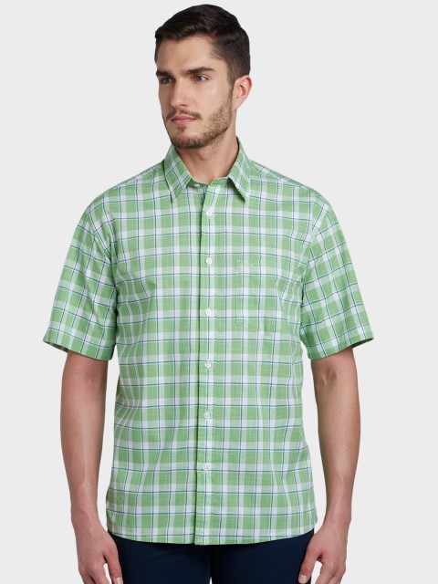 

ColorPlus Men Green & White Regular Fit Checked Casual Shirt