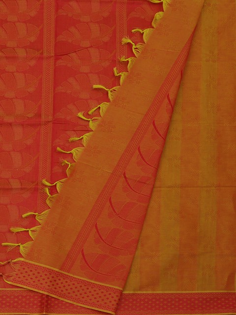 

Pothys Olive Green & Yellow Pure Cotton Woven Design Saree