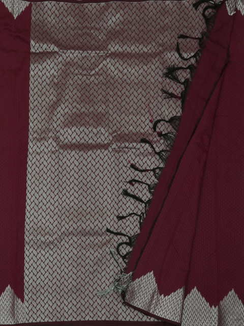 

Pothys Burgundy Solid Art Silk Saree