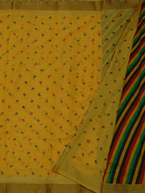 

Pothys Yellow Printed Poly Georgette Saree