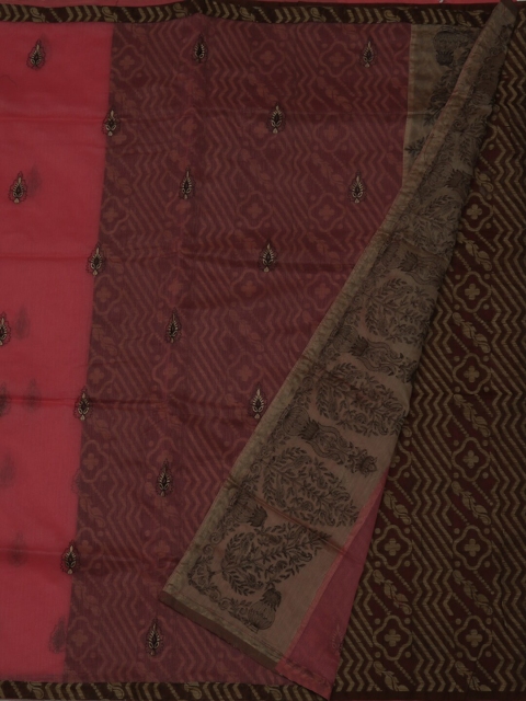 

Pothys Peach-Coloured & Black Supernet Printed Saree