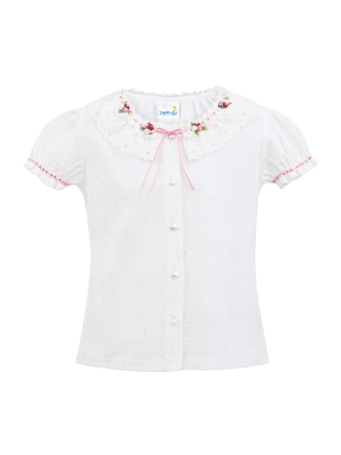 

Daffodils GIRLS WEAR Girls Off-White Solid Top