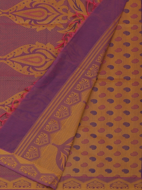 

Pothys Violet & Beige Pure Cotton Printed Saree