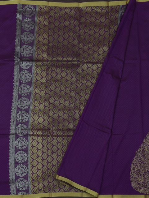 

Pothys Violet & Gold-Toned Art Silk Woven Design Saree