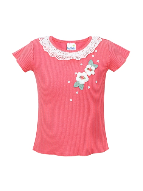 Daffodils GIRLS WEAR Girls Coral Pink Solid Top