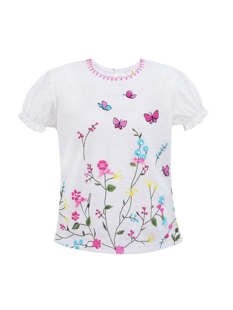 

Daffodils GIRLS WEAR Girls White Floral Printed Top