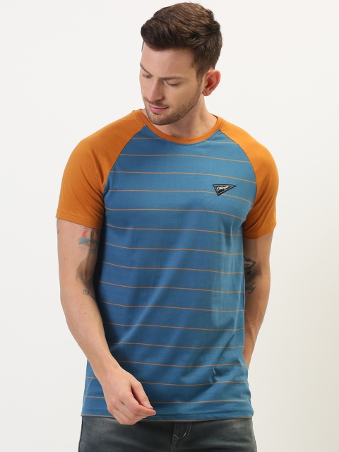 

DILLINGER Men Blue Striped Round Neck T-shirt