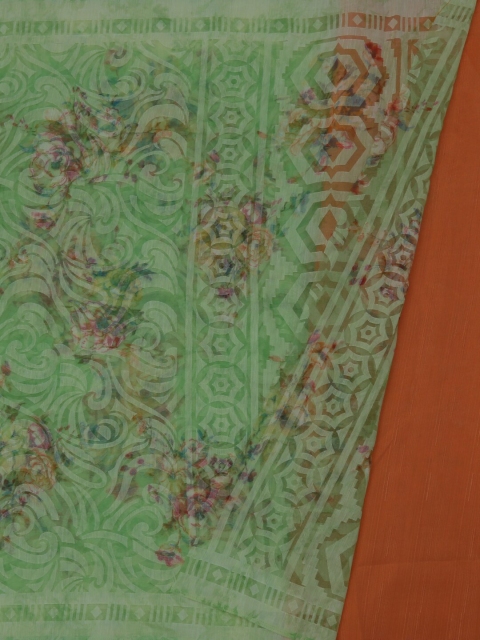 

Pothys Green Printed Jute Silk Saree