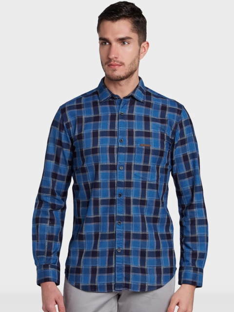 

ColorPlus Men Blue Tailored Fit Checked Casual Shirt
