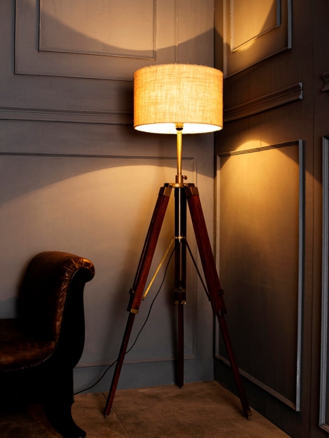 

green girgit Beige Solid Contemporary Floor Lamp with Shade