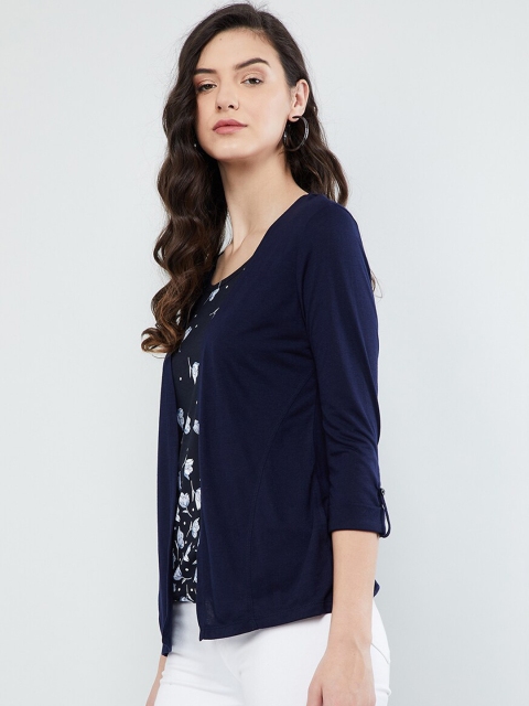 

max Women Navy Blue Printed Top