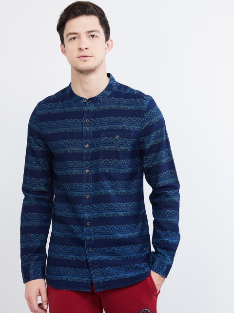 

max Men Blue Regular Fit Printed Casual Shirt