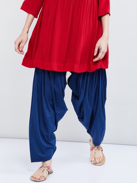 

max Women Blue Solid Loose-Fit Salwar
