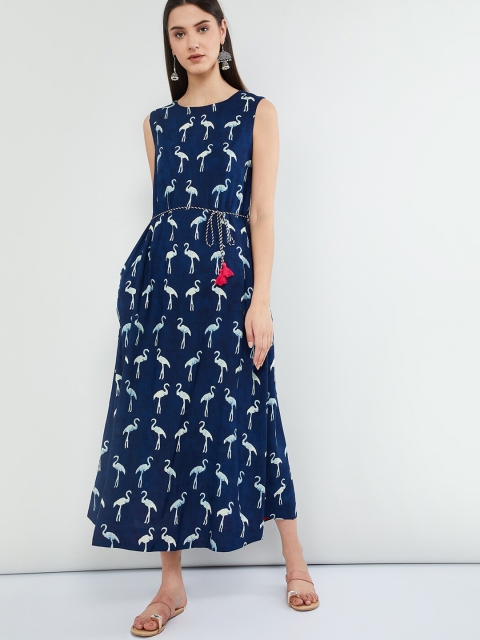max Women Blue Printed Maxi Dress