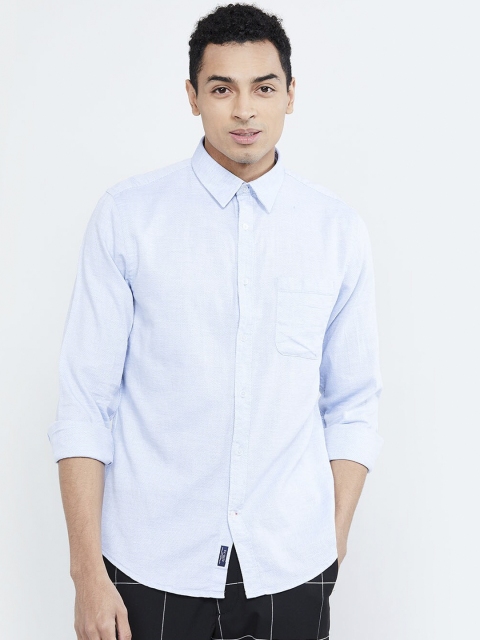 

max Men Blue Regular Fit Solid Casual Shirt
