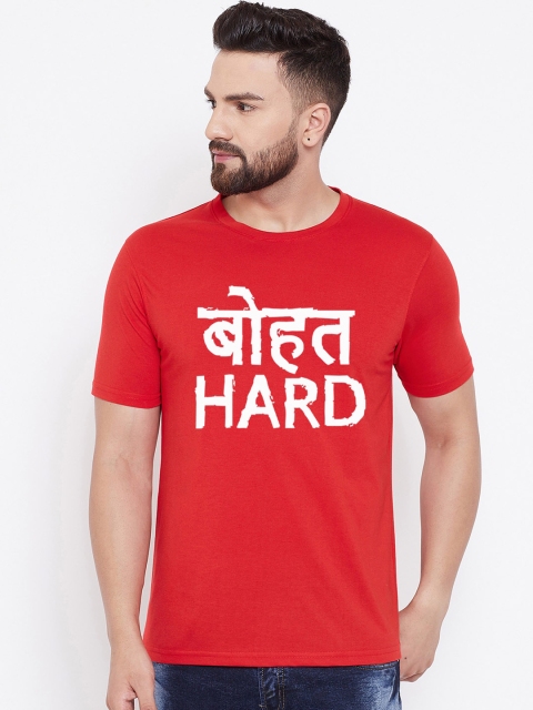 

wesquare Men Red Printed Round Neck T-shirt