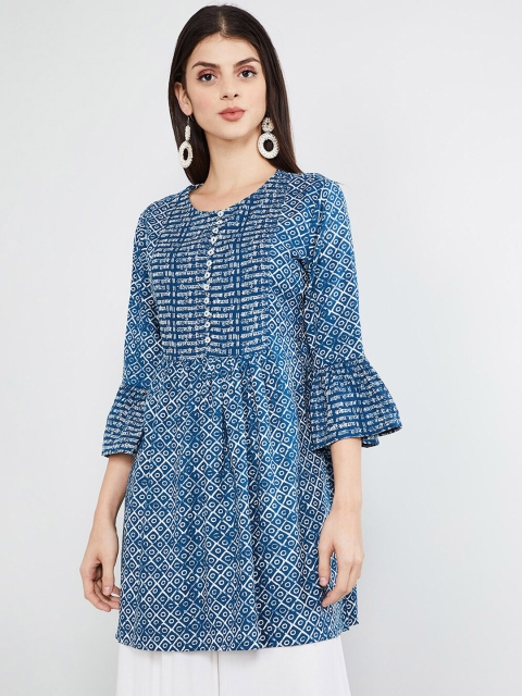 

max Women Blue & White Printed Tunic