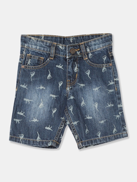 

Cherokee Boys Blue Printed Slim Fit Denim Shorts