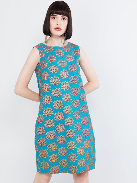 

max Women Blue & Pink Floral Printed A-Line Dress