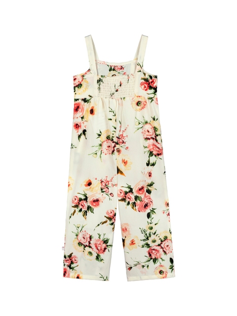 

Budding Bees Girls Off-White & Red Printed Floral Basic Jumpsuit