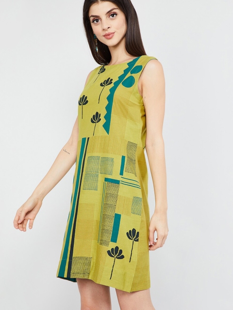 

max Women Lime Green Printed Sheath Dress