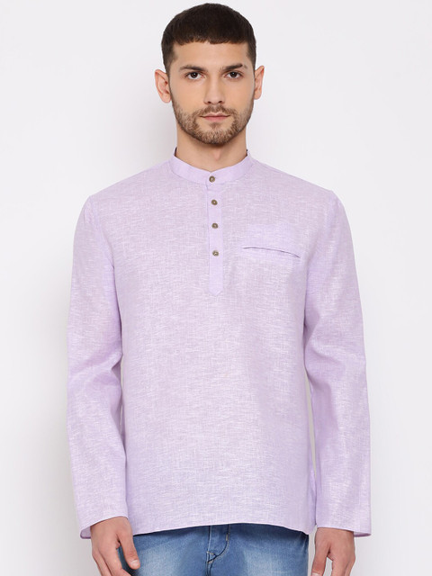 

VASTRAMAY Men Lavender Solid Straight Kurta