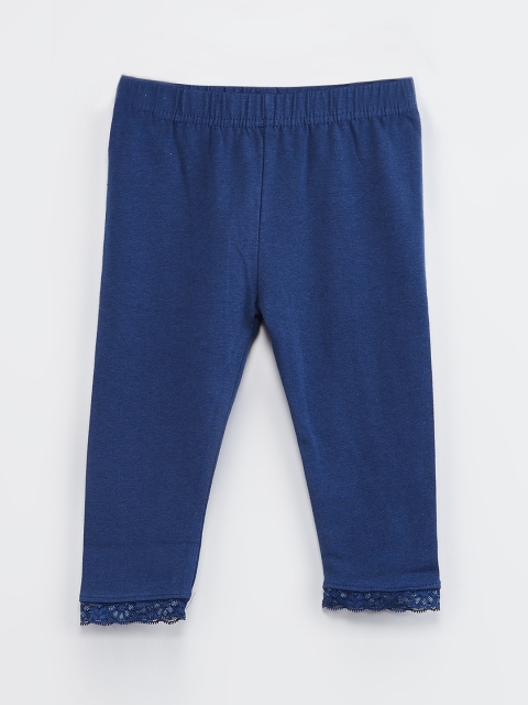 

max Girls Blue Solid Ankle-Length Leggings
