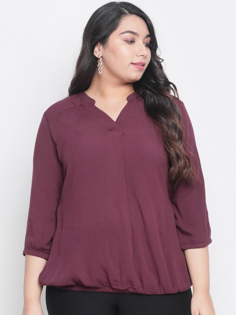 

Amydus Women Burgundy Solid Blouson Top