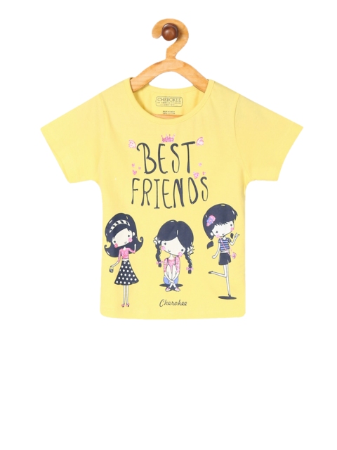 

Cherokee Girls Yellow Printed Round Neck T-shirt