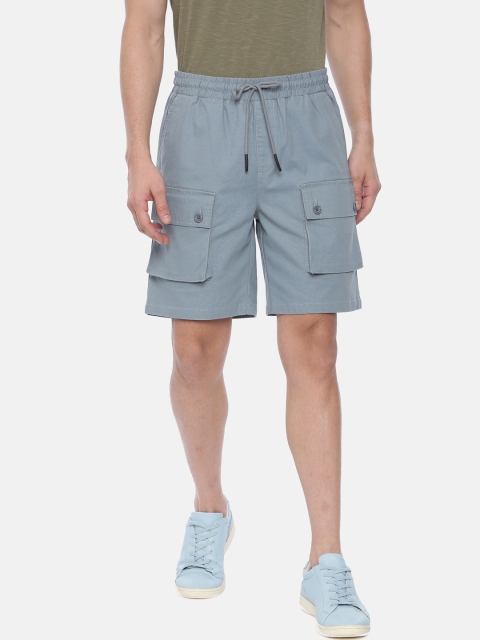 

Breakbounce Men Grey Solid Slim Fit Cargo Shorts