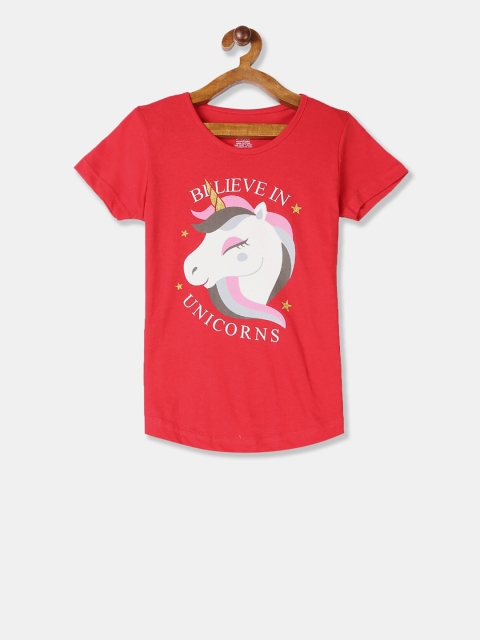 

Cherokee Girls Red Printed Round Neck T-shirt