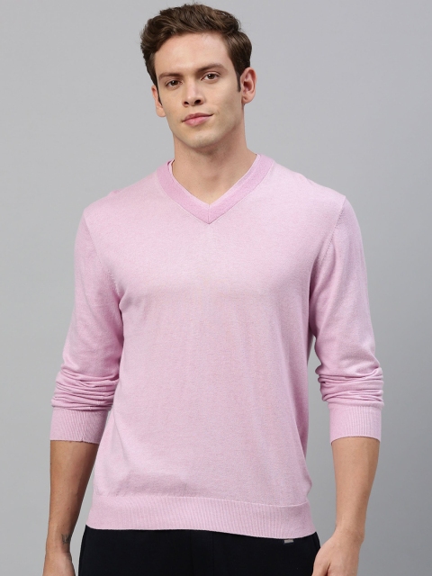 

RARE RABBIT Men Pink Solid Pullover Sweater