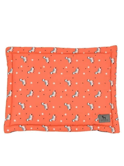 

Heads Up For Tails Orange & White Zebra Print Chew Resistant Dog Pet Mat