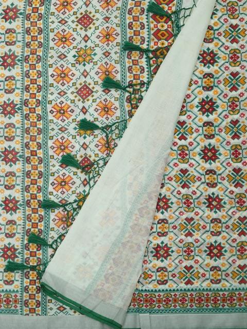 

Pothys White & Red Pure Cotton Printed Saree