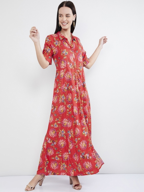 

max Women Red & Pink Floral Printed Maxi Dress